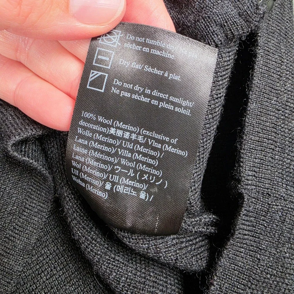 Dale of Norway Full Zip Sweater Mens S Black Merino Wool Nordic Fair Isle